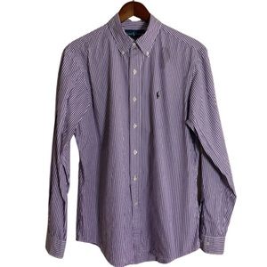 Ralph Lauren purple white button down dress shirt, Custom Fit size Large
